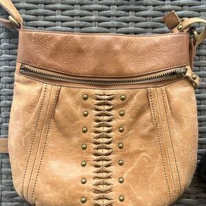 Lucky Brand Brown Leather Crossbody Bag, boho, western boho, festival